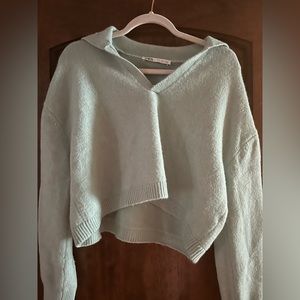 Zara aqua cropped sweater